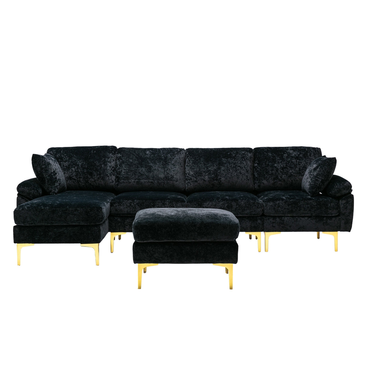Living Room U-shape Sectional Sleeper Sofa with Chaise and Ottoman, Recliner Sofa with Removable Cushions and Pillows