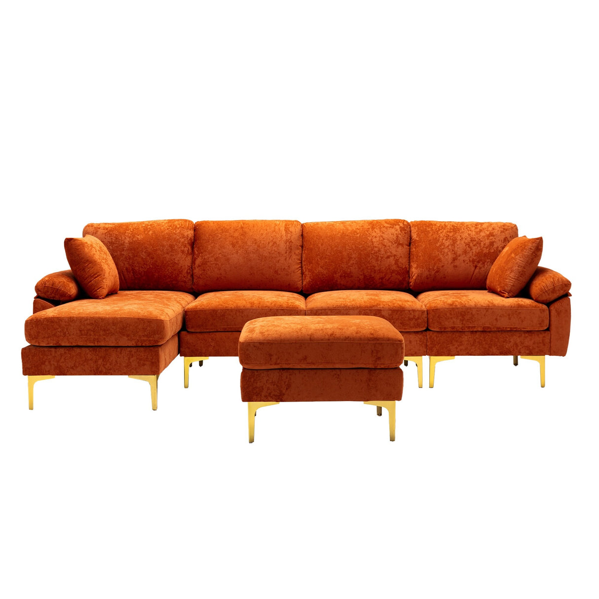 Living Room U-shape Sectional Sleeper Sofa with Chaise and Ottoman, Recliner Sofa with Removable Cushions and Pillows