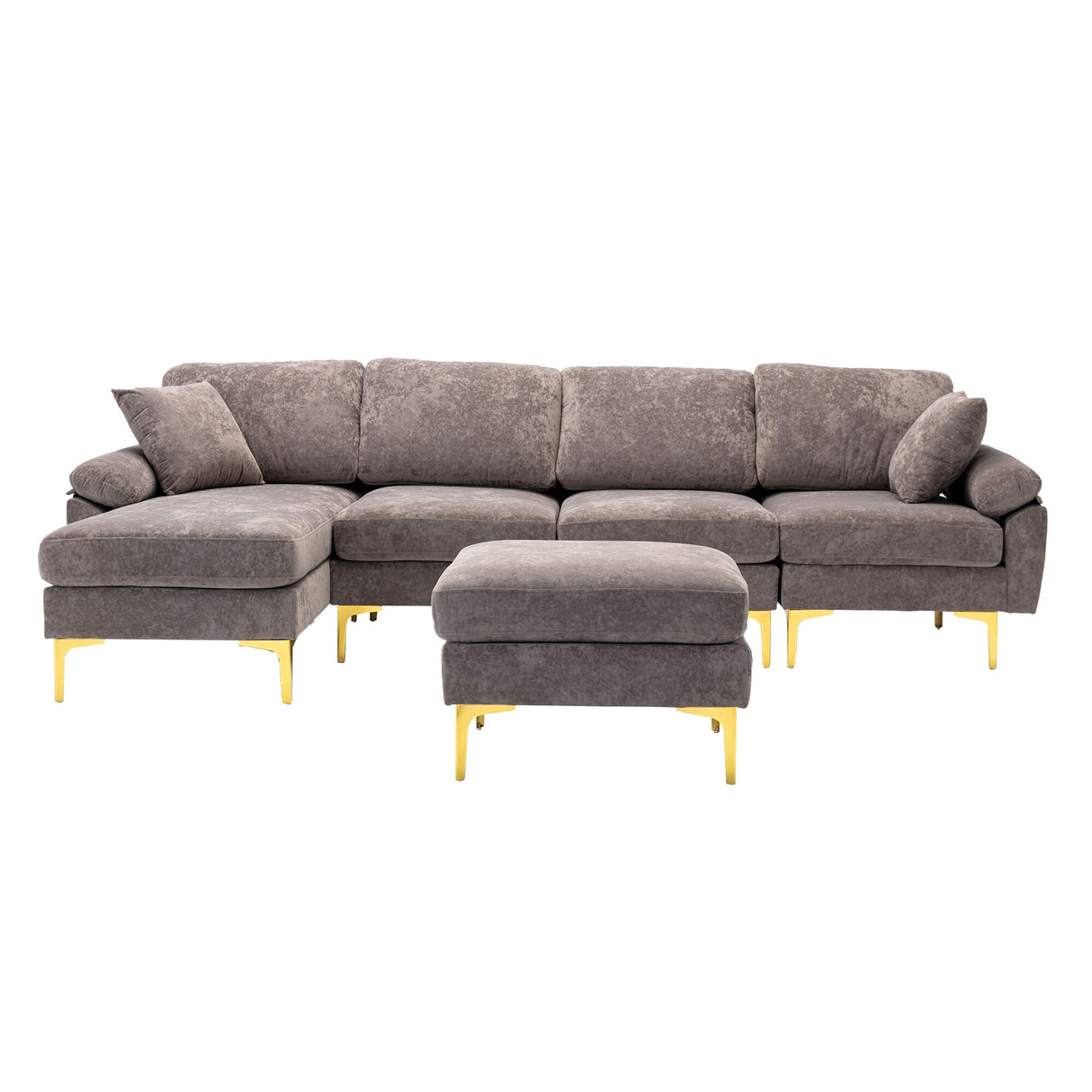 Living Room U-shape Sectional Sleeper Sofa with Chaise and Ottoman, Recliner Sofa with Removable Cushions and Pillows
