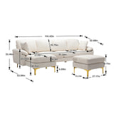 Living Room U-shape Sectional Sleeper Sofa with Chaise and Ottoman, Recliner Sofa with Removable Cushions and Pillows