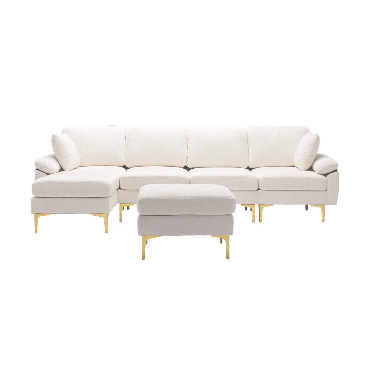 Living Room U-shape Sectional Sleeper Sofa with Chaise and Ottoman, Recliner Sofa with Removable Cushions and Pillows