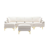 Living Room U-shape Sectional Sleeper Sofa with Chaise and Ottoman, Recliner Sofa with Removable Cushions and Pillows