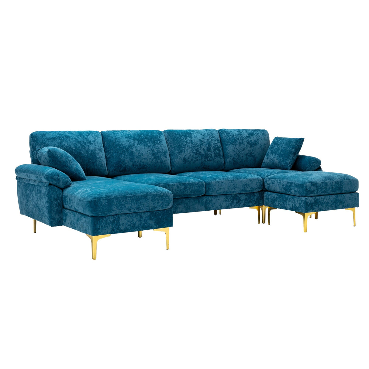 Living Room U-shape Sectional Sleeper Sofa with Chaise and Ottoman, Recliner Sofa with Removable Cushions and Pillows