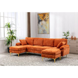 Living Room U-shape Sectional Sleeper Sofa with Chaise and Ottoman, Recliner Sofa with Removable Cushions and Pillows