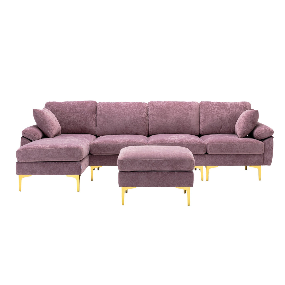 Living Room U-shape Sectional Sleeper Sofa with Chaise and Ottoman, Recliner Sofa with Removable Cushions and Pillows