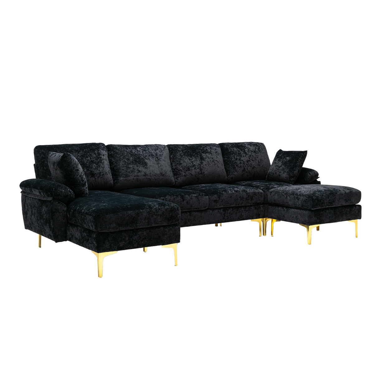 Living Room U-shape Sectional Sleeper Sofa with Chaise and Ottoman, Recliner Sofa with Removable Cushions and Pillows
