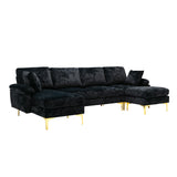 Living Room U-shape Sectional Sleeper Sofa with Chaise and Ottoman, Recliner Sofa with Removable Cushions and Pillows