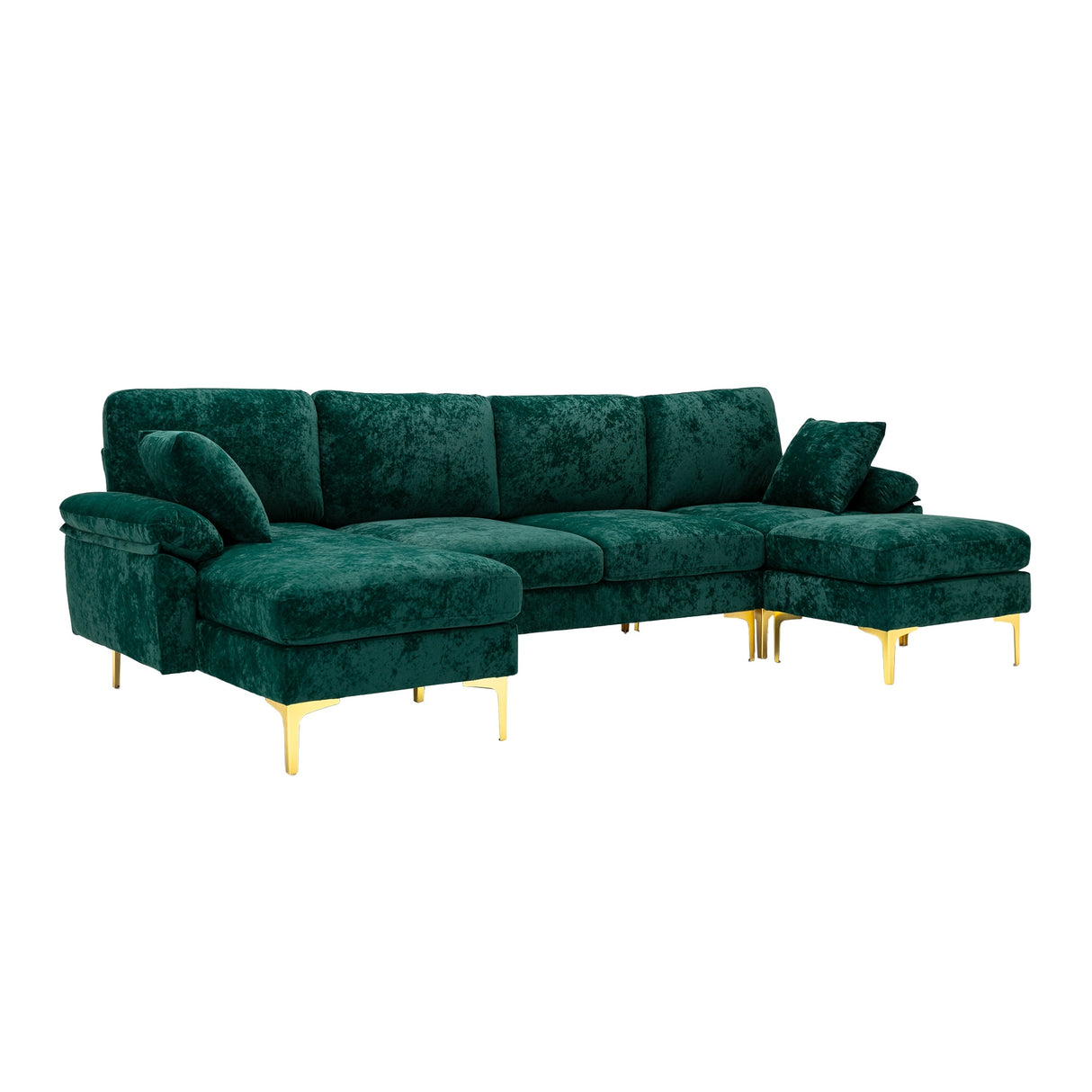 Living Room U-shape Sectional Sleeper Sofa with Chaise and Ottoman, Recliner Sofa with Removable Cushions and Pillows