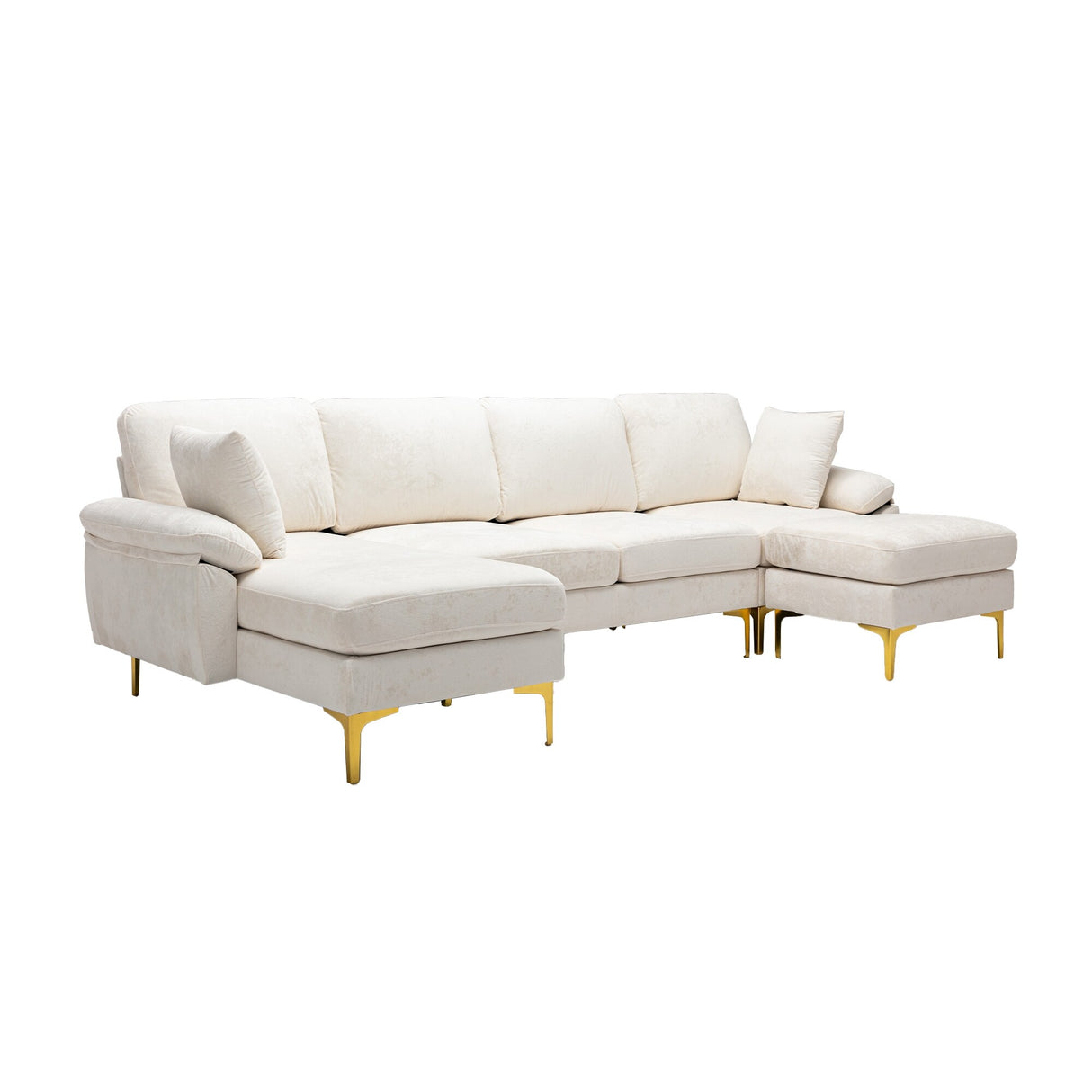 Living Room U-shape Sectional Sleeper Sofa with Chaise and Ottoman, Recliner Sofa with Removable Cushions and Pillows