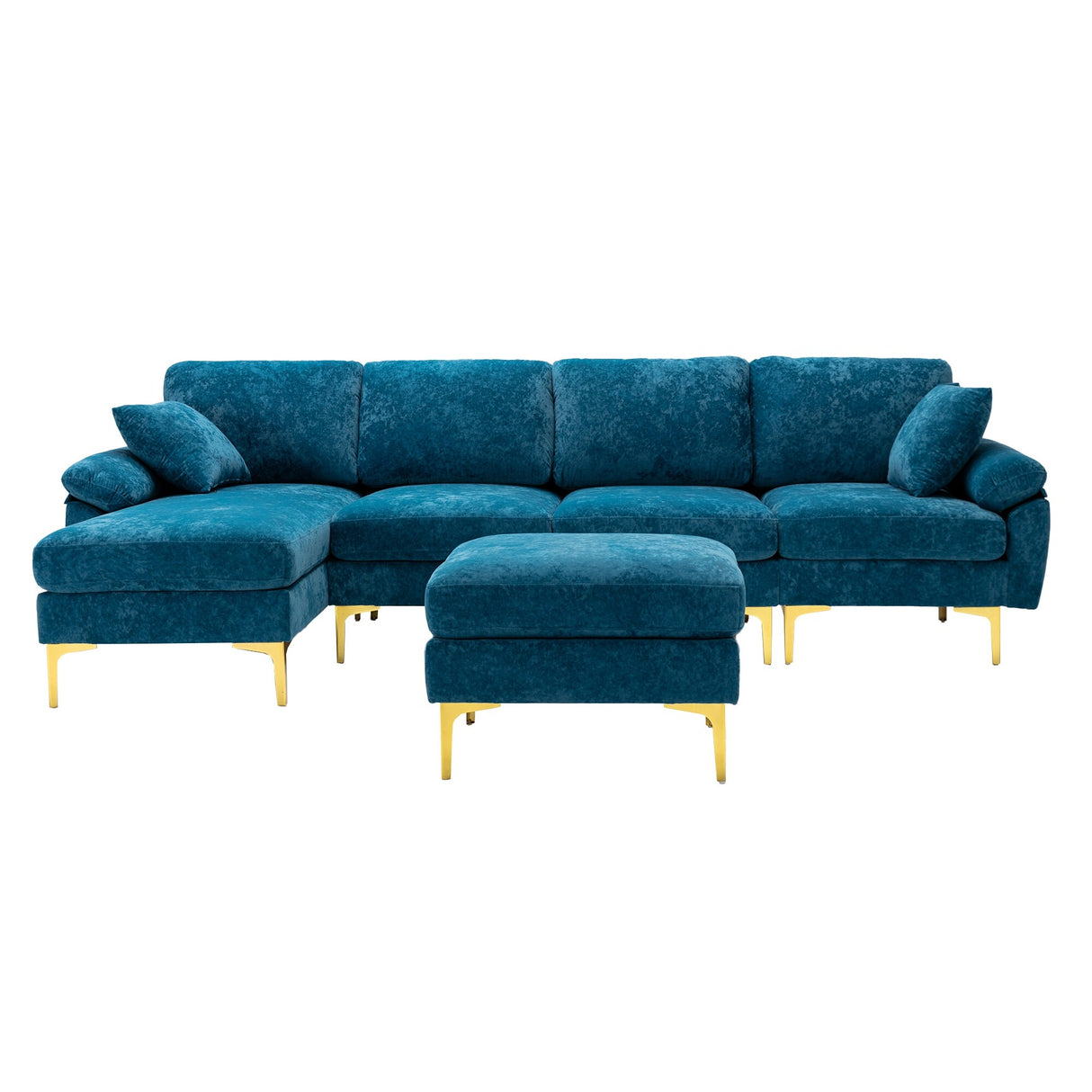 Living Room U-shape Sectional Sleeper Sofa with Chaise and Ottoman, Recliner Sofa with Removable Cushions and Pillows