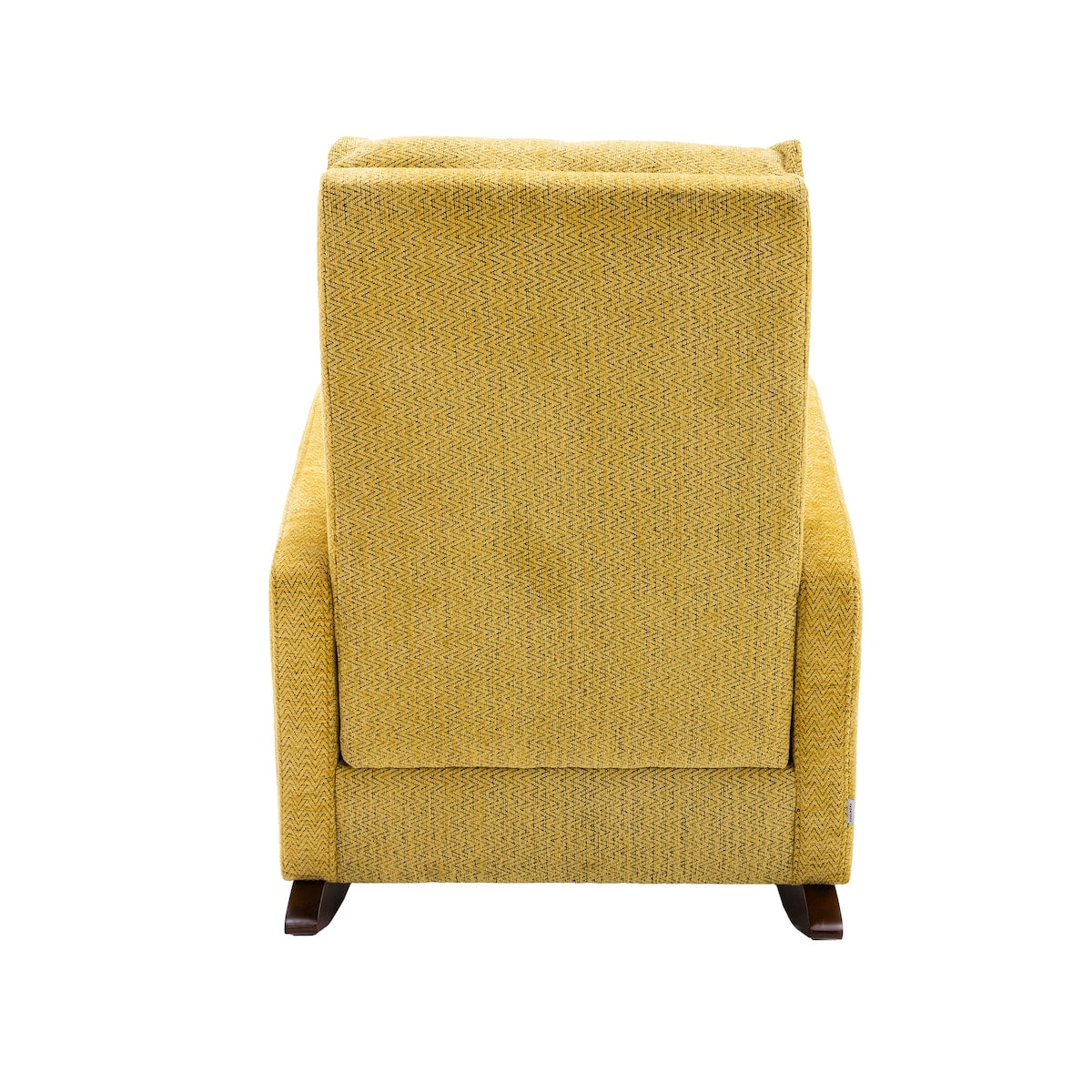 Living Room Velvet Fabric Padded Rocking Chair High Back Lounge Chair & Solid Rubber Wood Legs Accent Chair with Side Pocket
