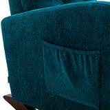 Living Room Velvet Fabric Padded Rocking Chair High Back with Side Pocket