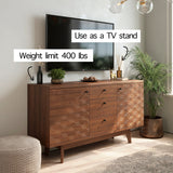 Living Skog Scandi Sideboard Buffet TV Stand with Drawers and Wooden Legs for TV's up to 65-inch TV