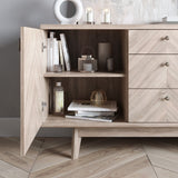 Living Skog Scandi Sideboard Buffet TV Stand with Drawers and Wooden Legs for TV's up to 65-inch TV