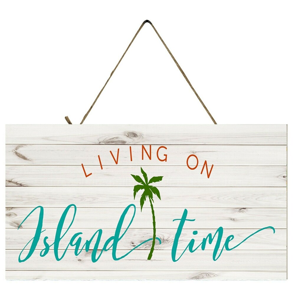 Living on Island Time Beach Nautical Printed Handmade Wood Sign 10" x 5"