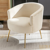 Livingroom Velvet Accent Chair with Adjustable Feet Screws Tub Chair Modern Wooden Frame Arm Chair with Metal Legs