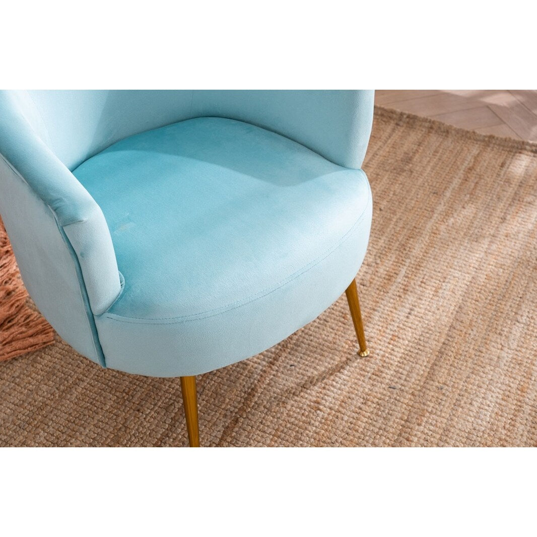 Livingroom Velvet Accent Chair with Adjustable Feet Screws Tub Chair Modern Wooden Frame Arm Chair with Metal Legs