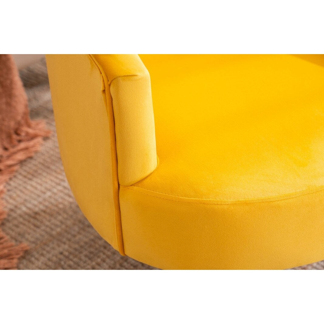 Livingroom Velvet Accent Chair with Adjustable Feet Screws Tub Chair Modern Wooden Frame Arm Chair with Metal Legs
