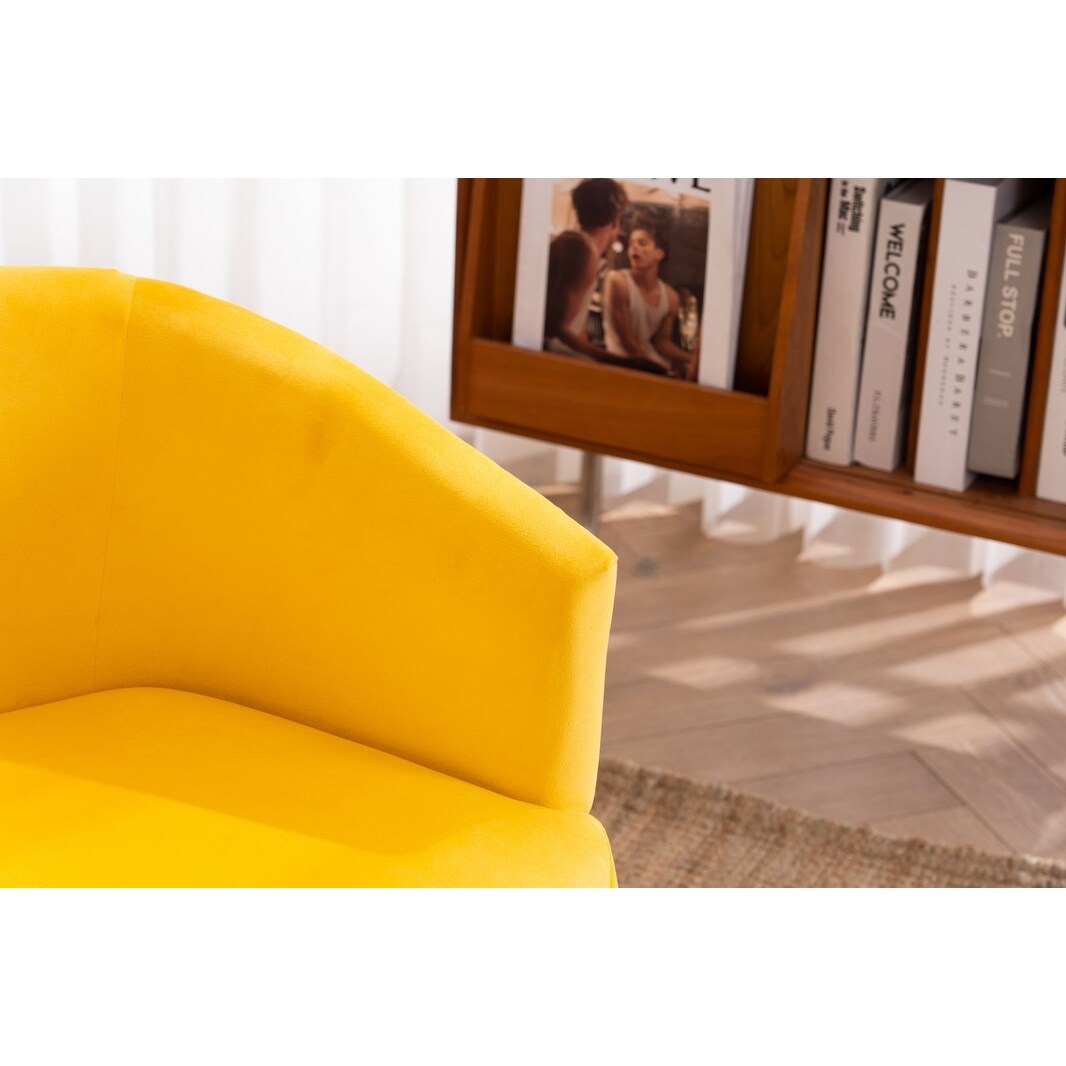 Livingroom Velvet Accent Chair with Adjustable Feet Screws Tub Chair Modern Wooden Frame Arm Chair with Metal Legs