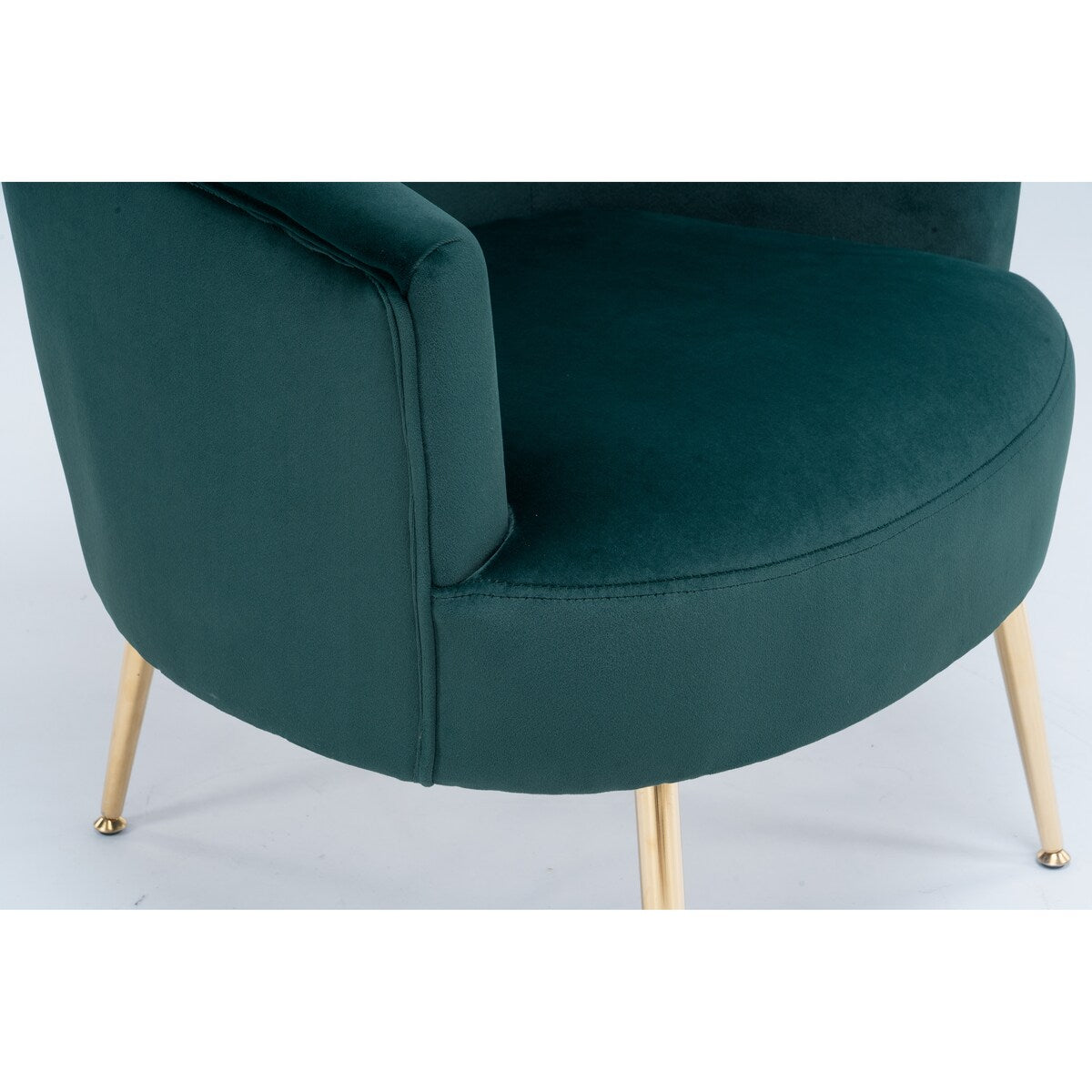 Livingroom Velvet Accent Chair with Adjustable Feet Screws Tub Chair Modern Wooden Frame Arm Chair with Metal Legs