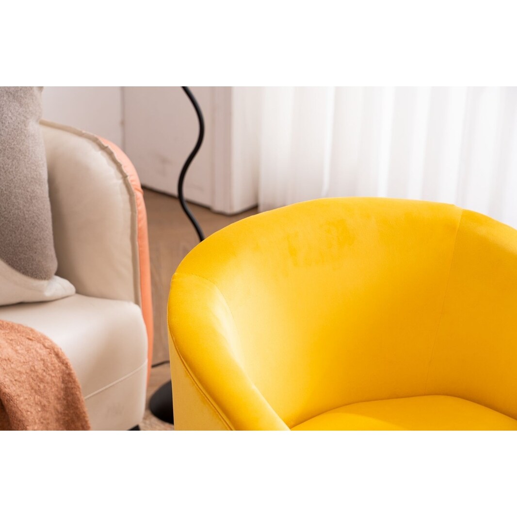 Livingroom Velvet Accent Chair with Adjustable Feet Screws Tub Chair Modern Wooden Frame Arm Chair with Metal Legs