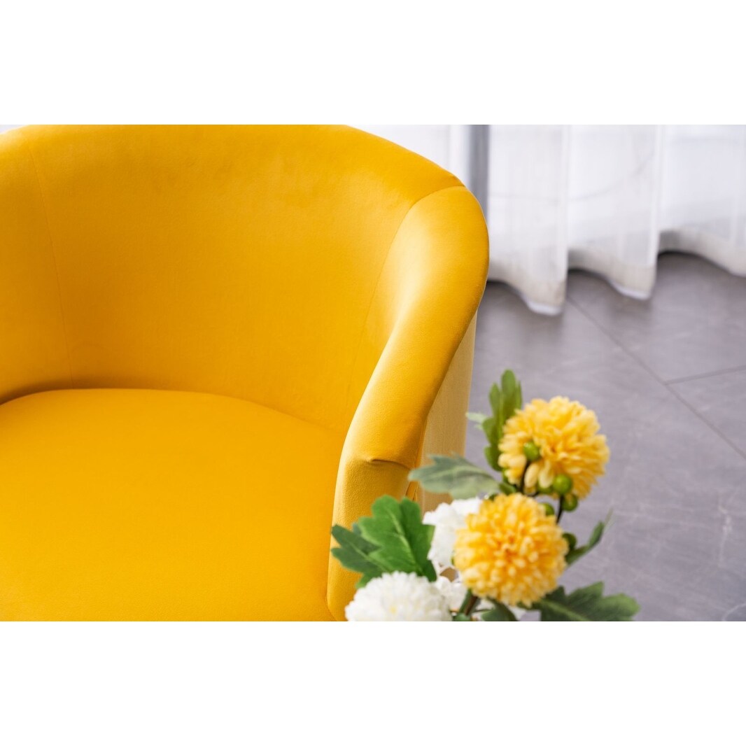 Livingroom Velvet Accent Chair with Adjustable Feet Screws Tub Chair Modern Wooden Frame Arm Chair with Metal Legs