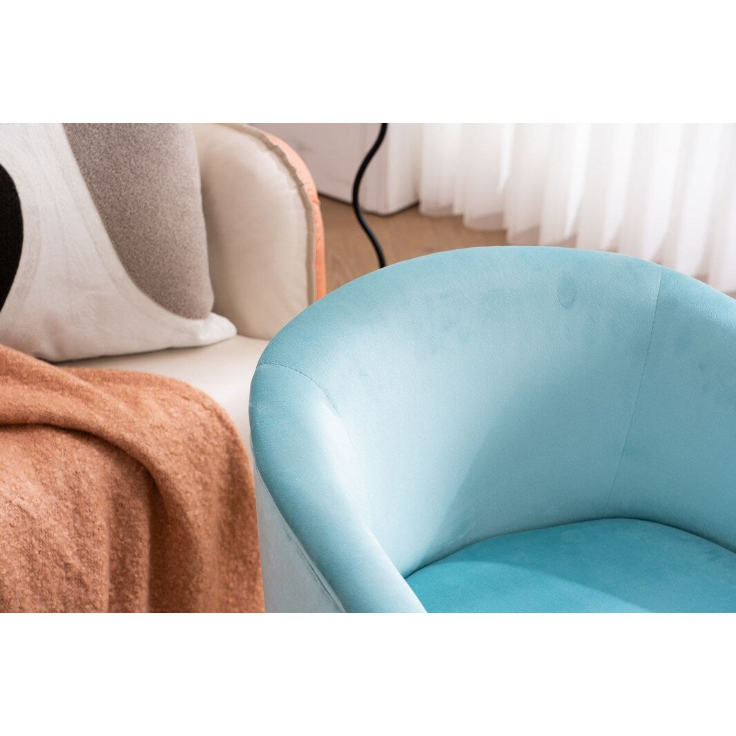 Livingroom Velvet Accent Chair with Adjustable Feet Screws Tub Chair Modern Wooden Frame Arm Chair with Metal Legs