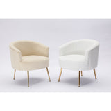 Livingroom Velvet Accent Chair with Adjustable Feet Screws Tub Chair Modern Wooden Frame Arm Chair with Metal Legs