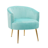 Livingroom Velvet Accent Chair with Adjustable Feet Screws Tub Chair Modern Wooden Frame Arm Chair with Metal Legs