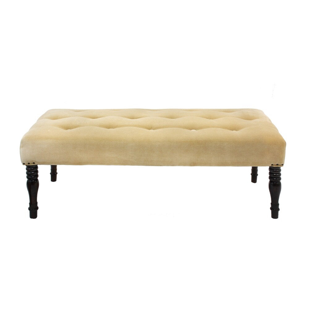 Handmade Sand Button-tufted Velvet Lizzy Bench (India)