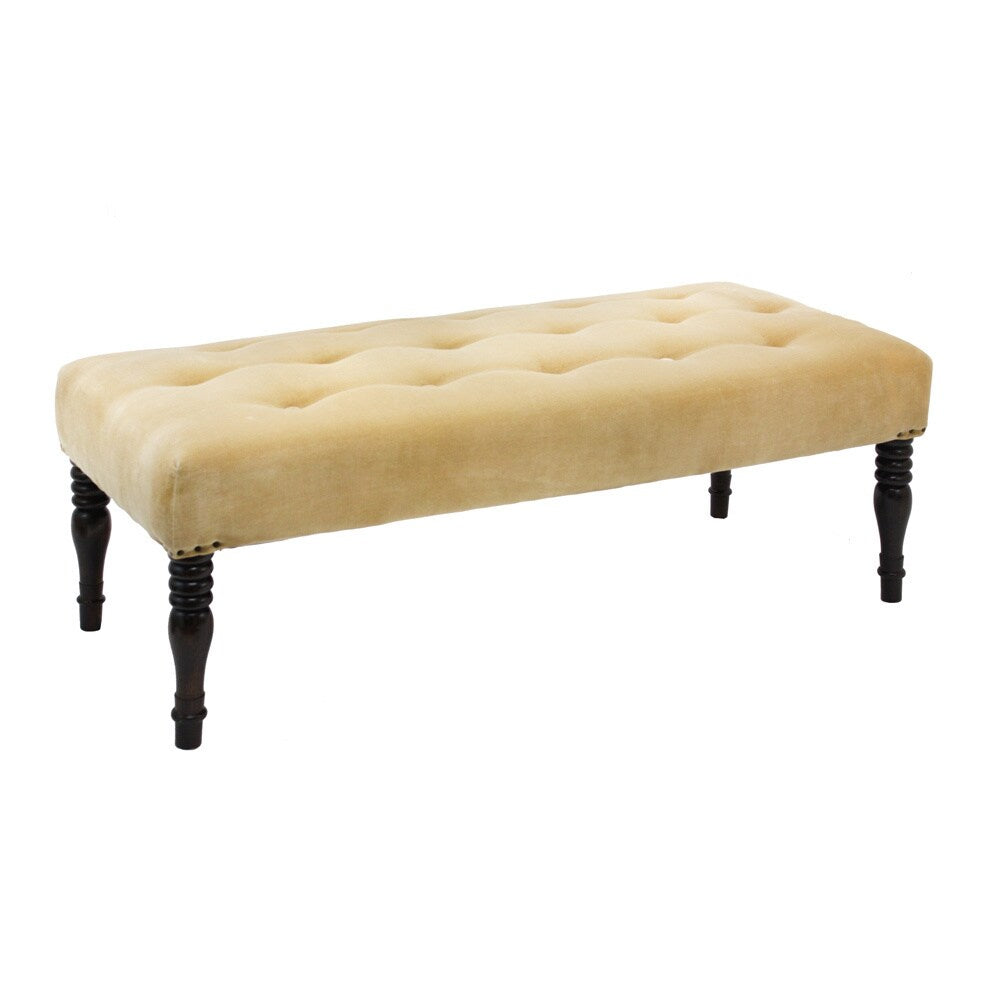 Handmade Sand Button-tufted Velvet Lizzy Bench (India)