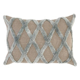 Lo 14 x 20 Lumbar Linen Accent Throw Pillow, Tufted Diamond Pattern, Gray - Brown, Gray