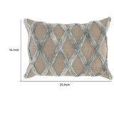Lo 14 x 20 Lumbar Linen Accent Throw Pillow, Tufted Diamond Pattern, Gray - Brown, Gray