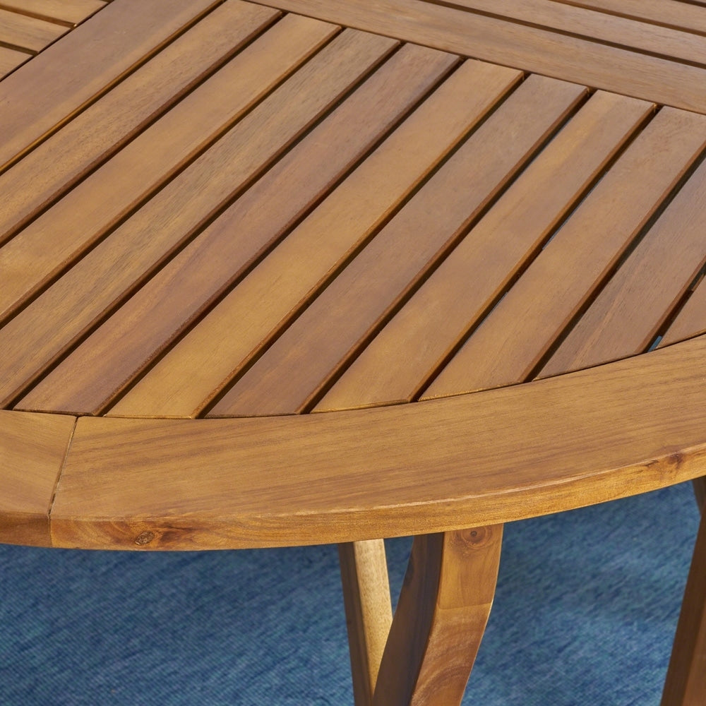 Lockett Outdoor Acacia Wood 5 Piece Round Dining Set with Mesh Seats by Christopher Knight Home