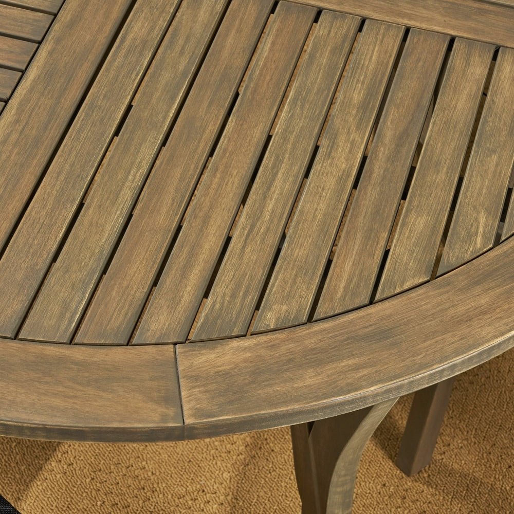 Lockett Outdoor Acacia Wood 5 Piece Round Dining Set with Mesh Seats by Christopher Knight Home