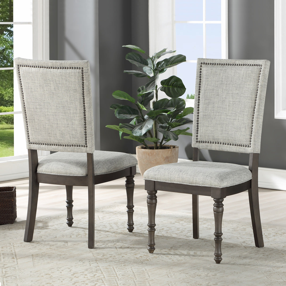 Steve Silver Lockwood Dining Set with Upholstered Side Chairs