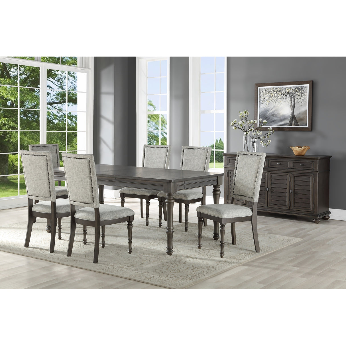 Steve Silver Lockwood Dining Set with Upholstered Side Chairs