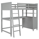 Loft Bed with Drawers and Desk, Wooden Loft Bed with Shelves
