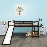 Loft Bed with Slide, Multifunctional Design, Twin(Espresso)