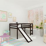 Loft Bed with Slide, Multifunctional Design, Twin(Espresso)