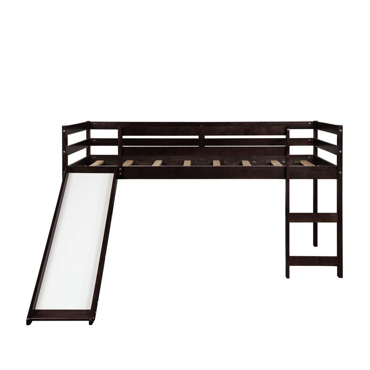 Loft Bed with Slide, Multifunctional Design, Twin(Espresso)