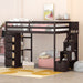 Loft Bed with Storage Drawers and Stairs, Wooden Loft Bed with Shelves