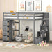 Loft Bed with Storage Drawers and Stairs, Wooden Loft Bed with Shelves