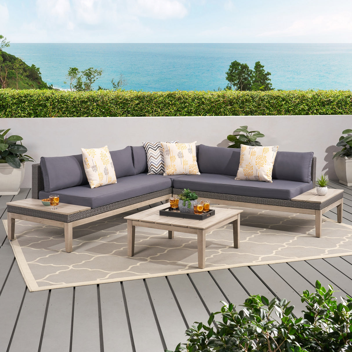 Loft Outdoor 5-pc. Cushioned Sectional Set by Christopher Knight Home