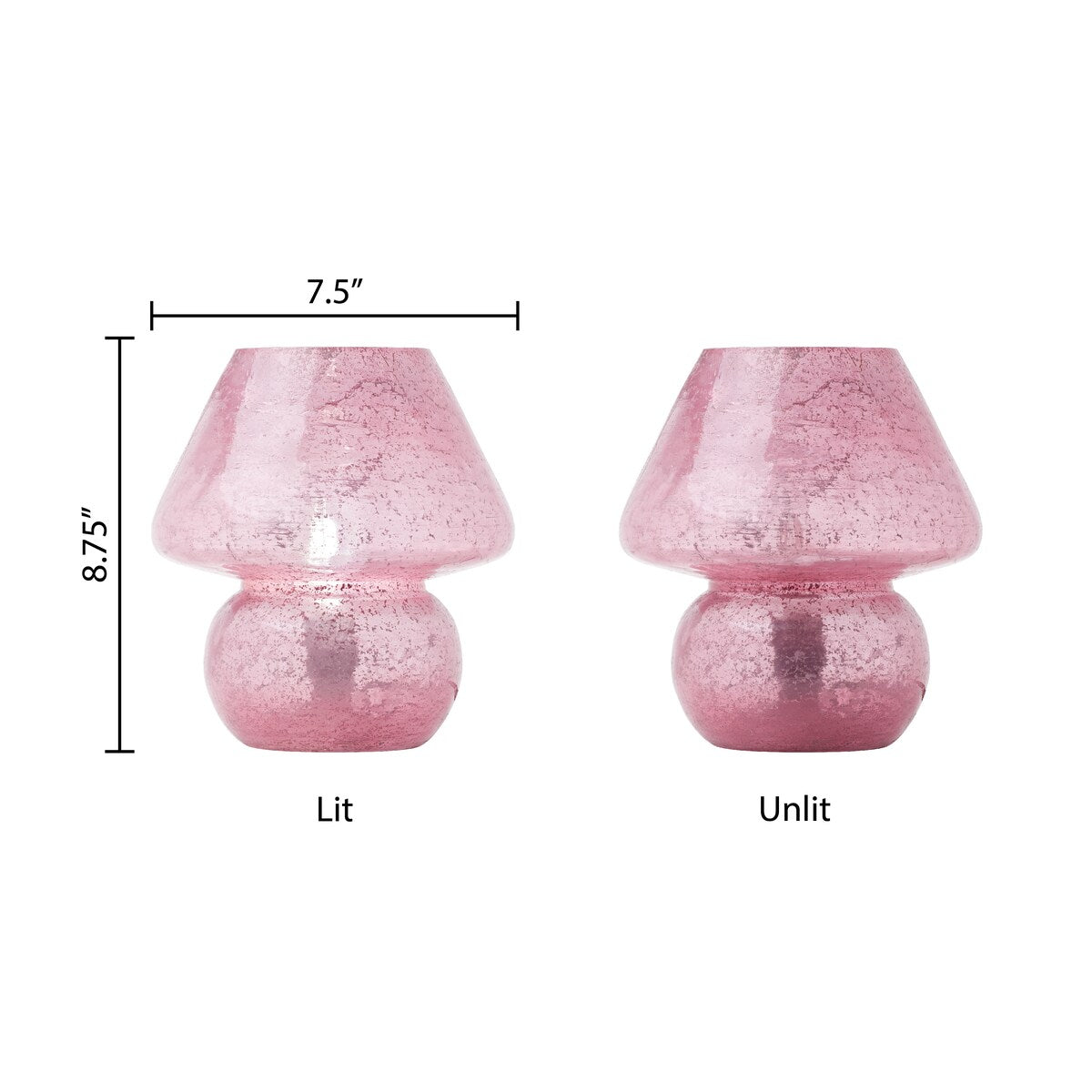 Lola River of Goods Pink Glass Mushroom 8.75-Inch Accent Lamp - 7.5" x 7.5" x 8.75"