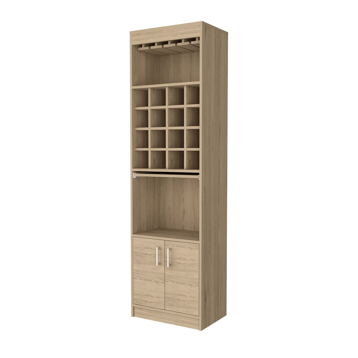Lombard 16-Bottle 1-Shelf Bar Cabinet Black Wengue And Light Pine