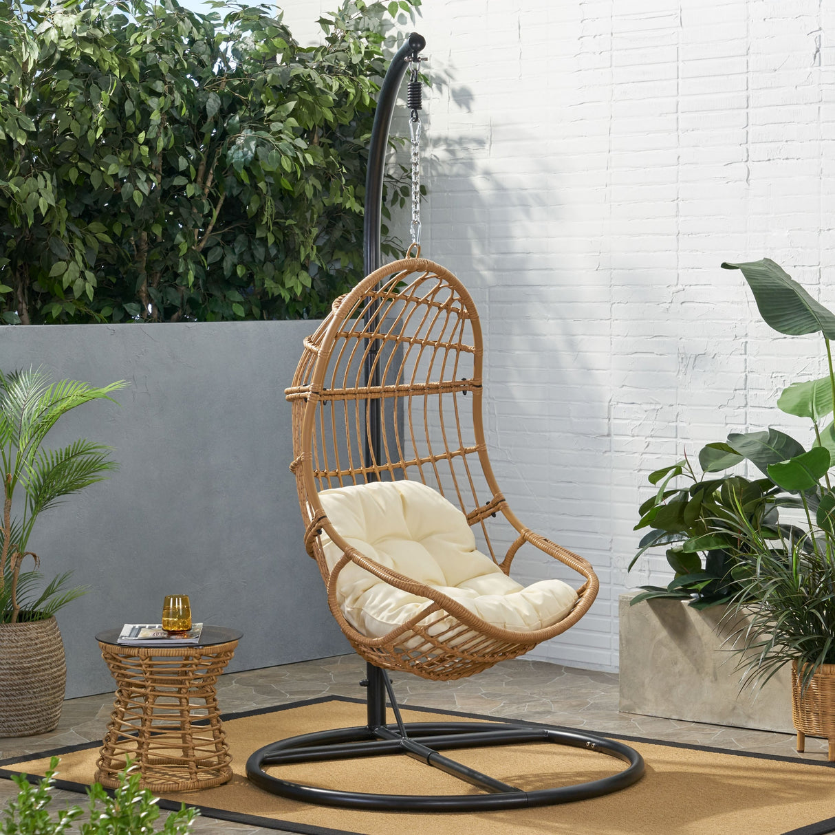 Lombard Rattan Hanging Chair by Christopher Knight Home - 400 lb limit