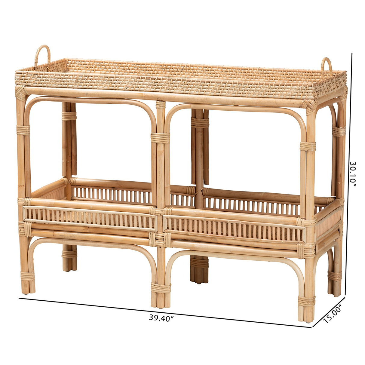 Lombok Modern Bohemian Natural Brown Rattan Console Table