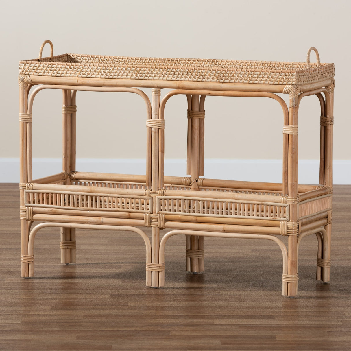 Lombok Modern Bohemian Natural Brown Rattan Console Table