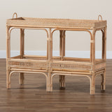 Lombok Modern Bohemian Natural Brown Rattan Console Table